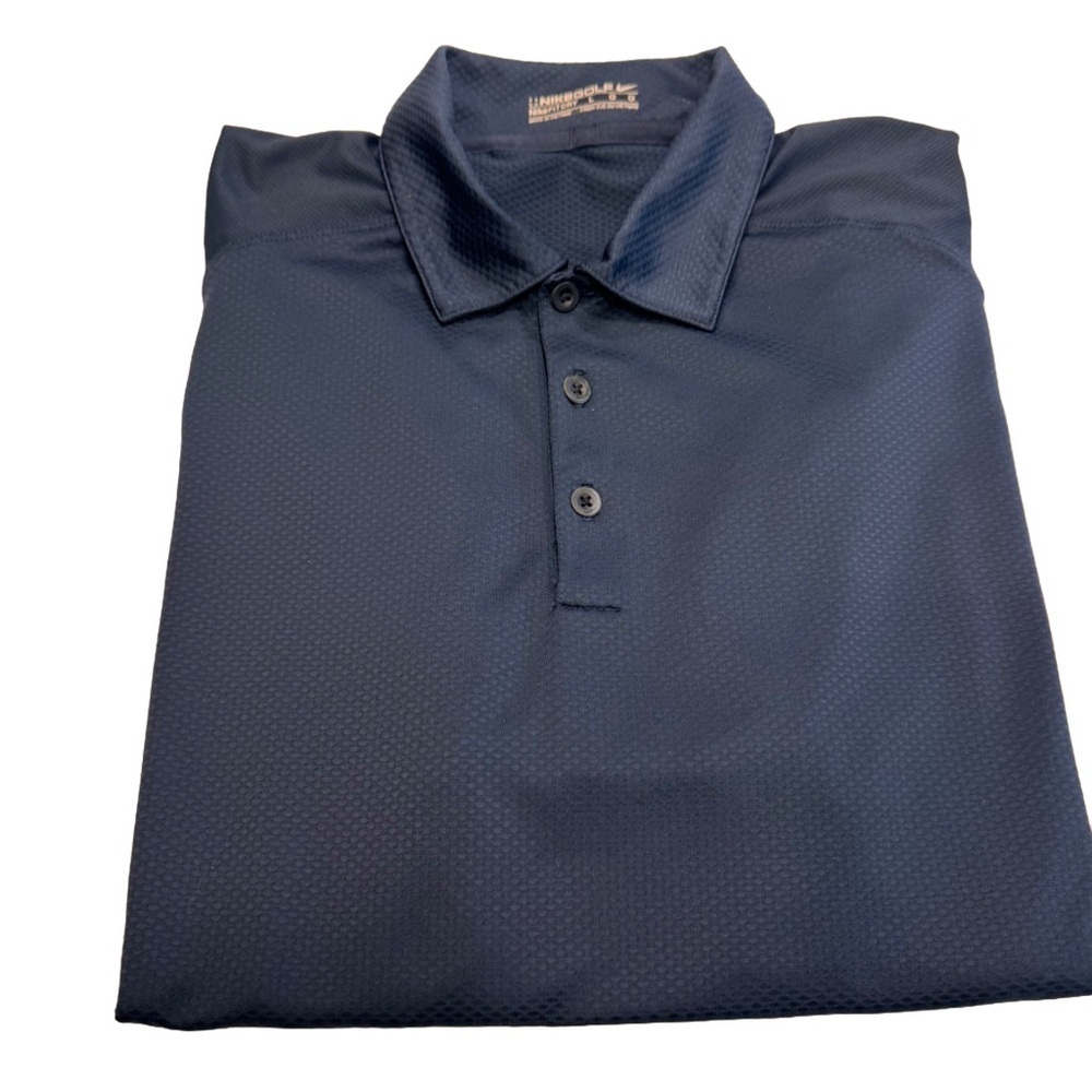 NIKE GOLF Men's Size L FIT-DRY Short Sleeve Navy Blue Polo Shirt